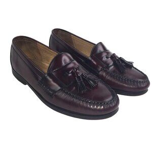 Cole-Haan Mens Wine Colored Leather Tasseled Loafers sz US 10.5D EUC